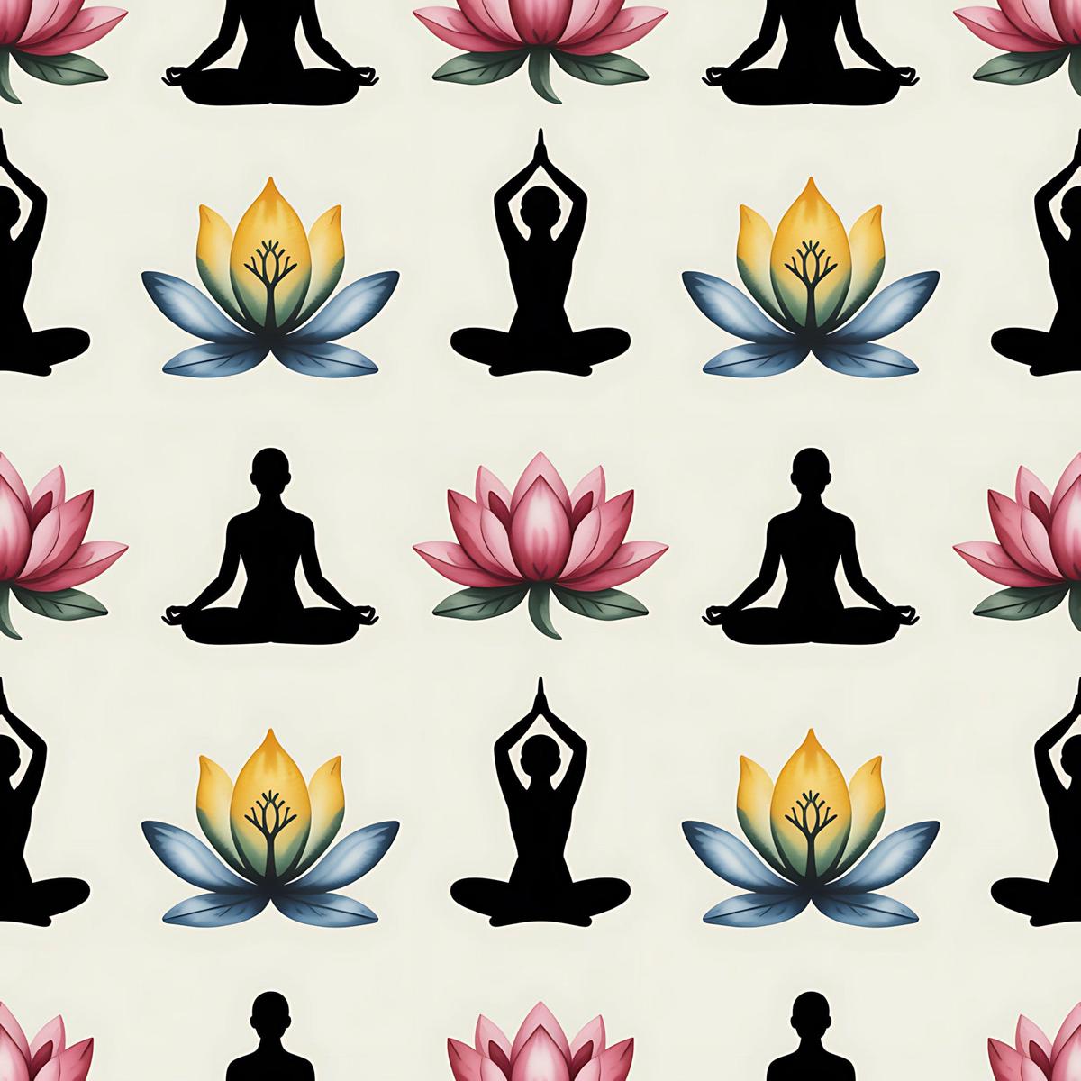 Yoga Poses Pattern 6 Quilting Cotton Fabric