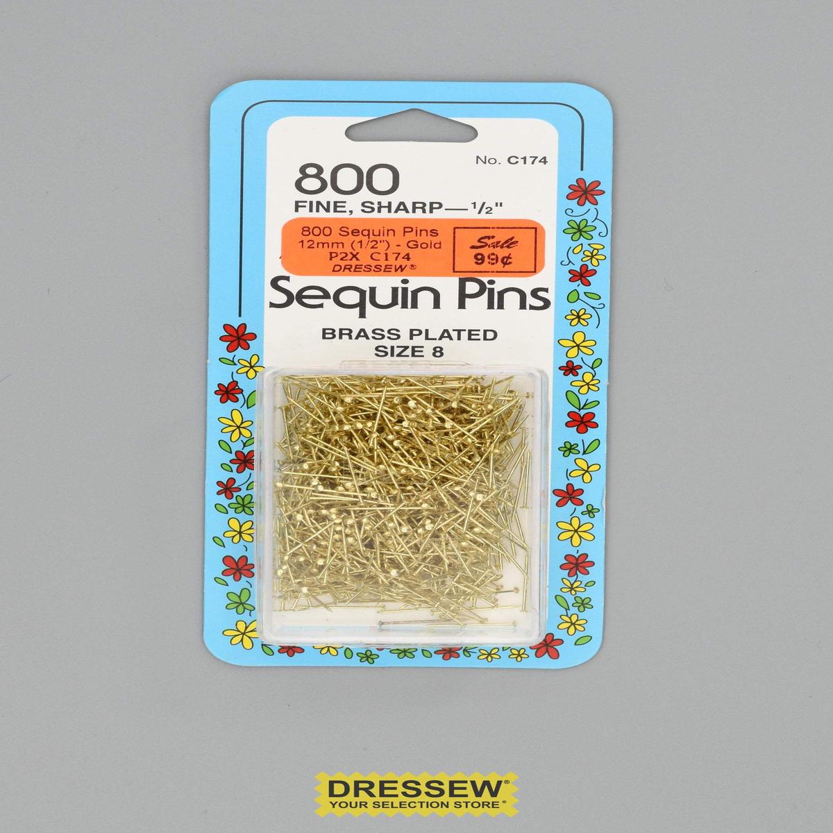 Sequin Pins 12mm Gold