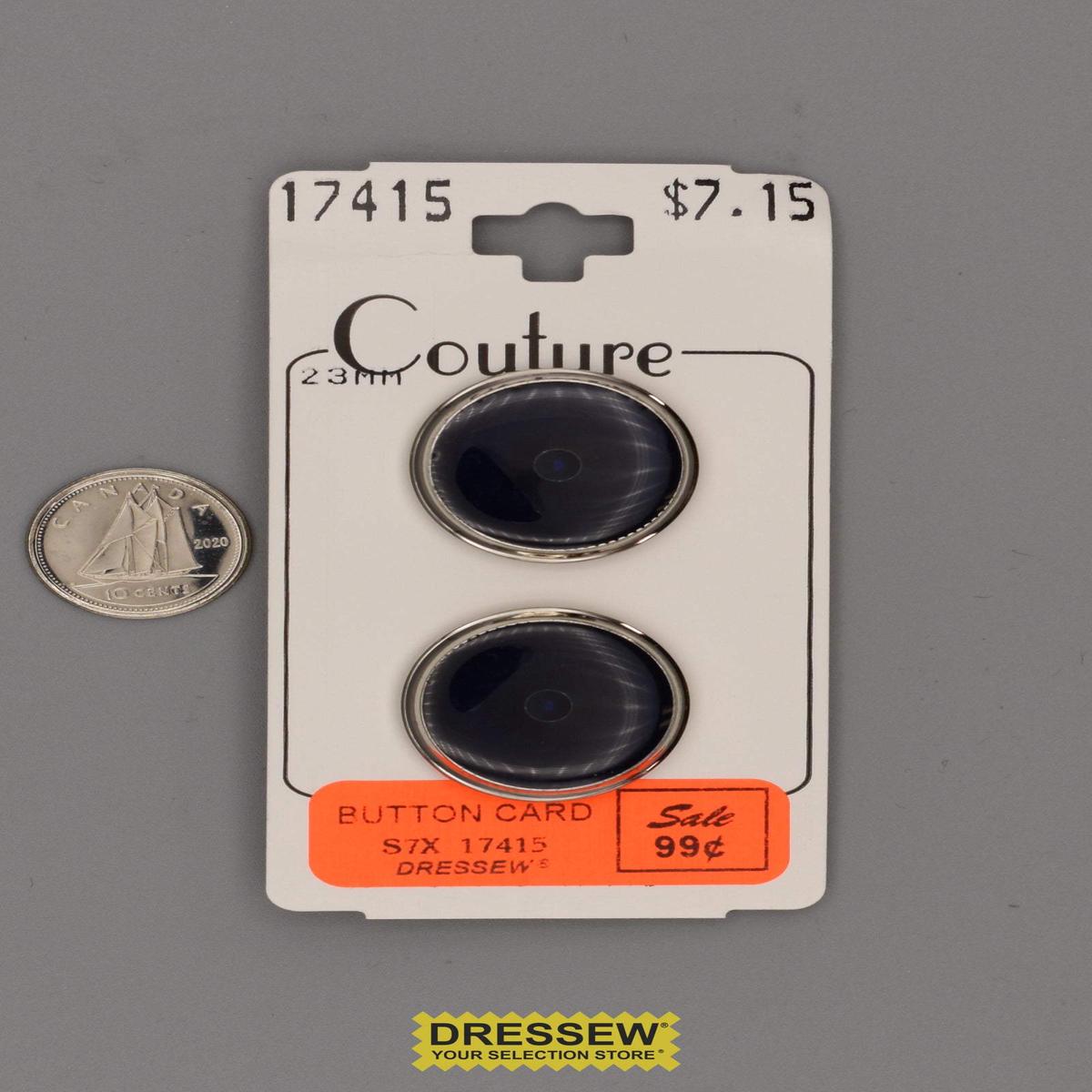 Button Card 23mm Navy / Silver