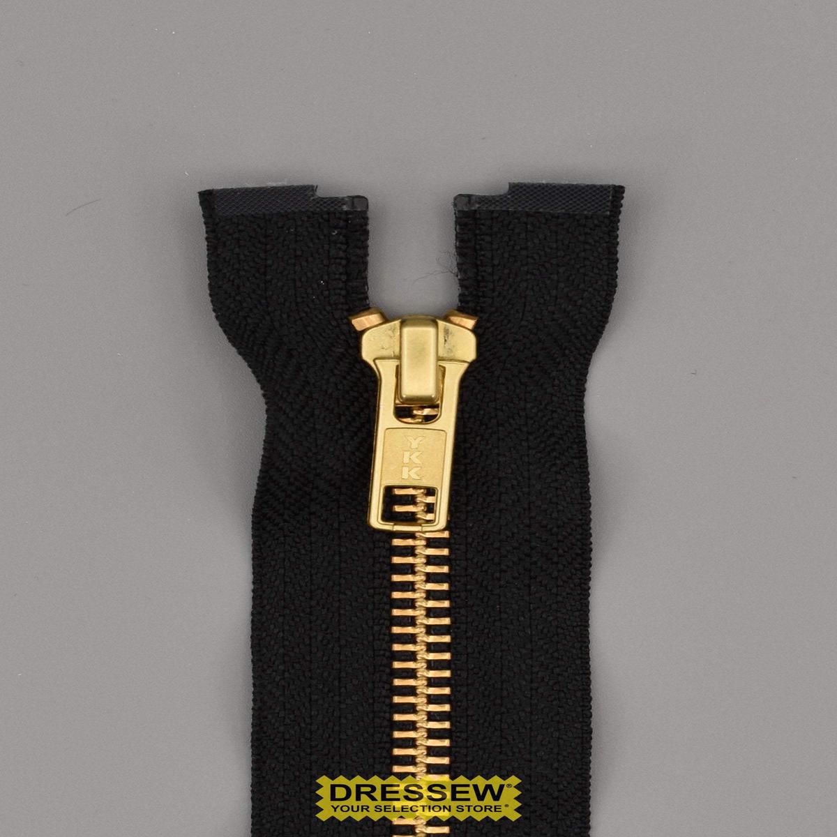 YKK #5 Brass Separating Zipper 55cm Black