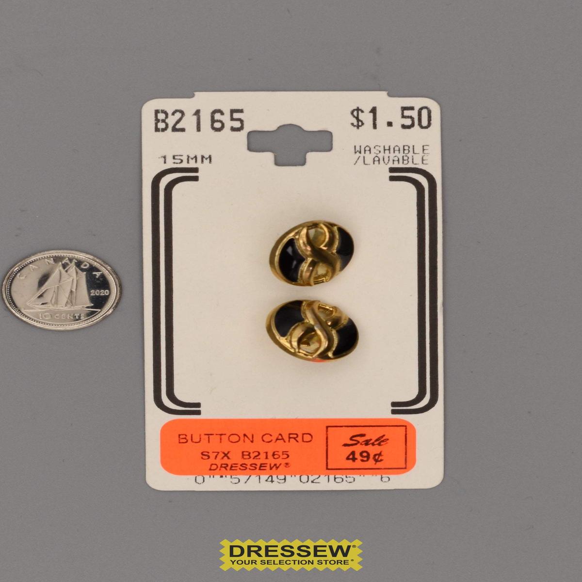 Button Card 15mm Gold / Black