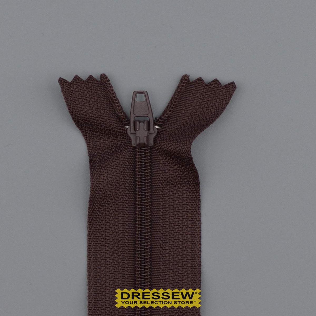 #3 Fine Coil Closed End Zipper 45cm Brown