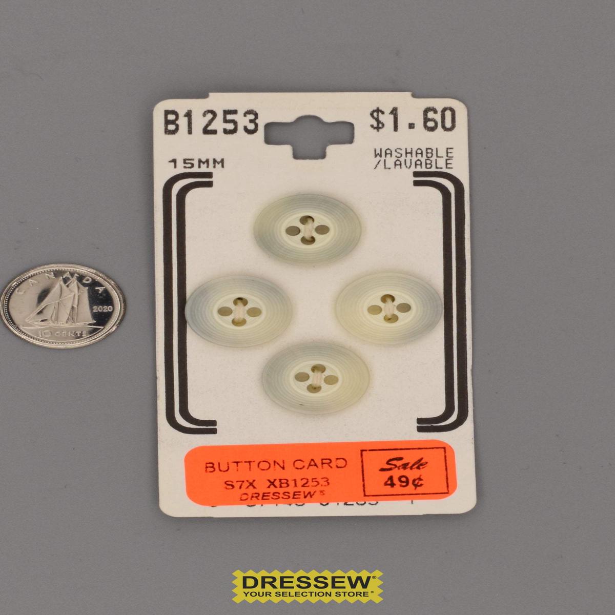 Button Card 15mm White / Grey