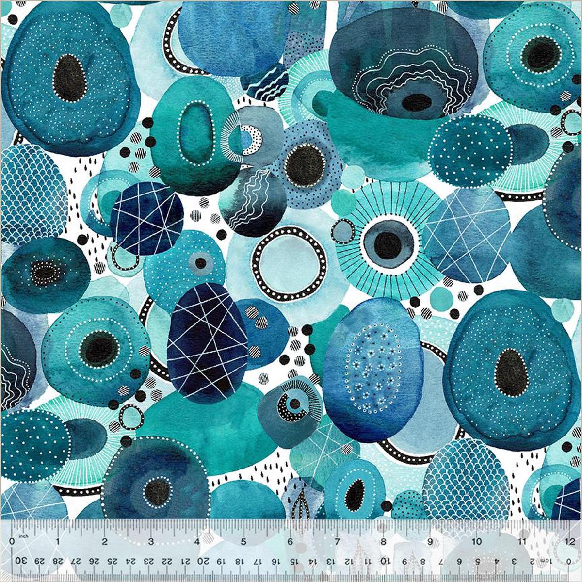 Windham Fabric Ebb & Flow, 54032DW-1DES, Aqua, Esoldo Design