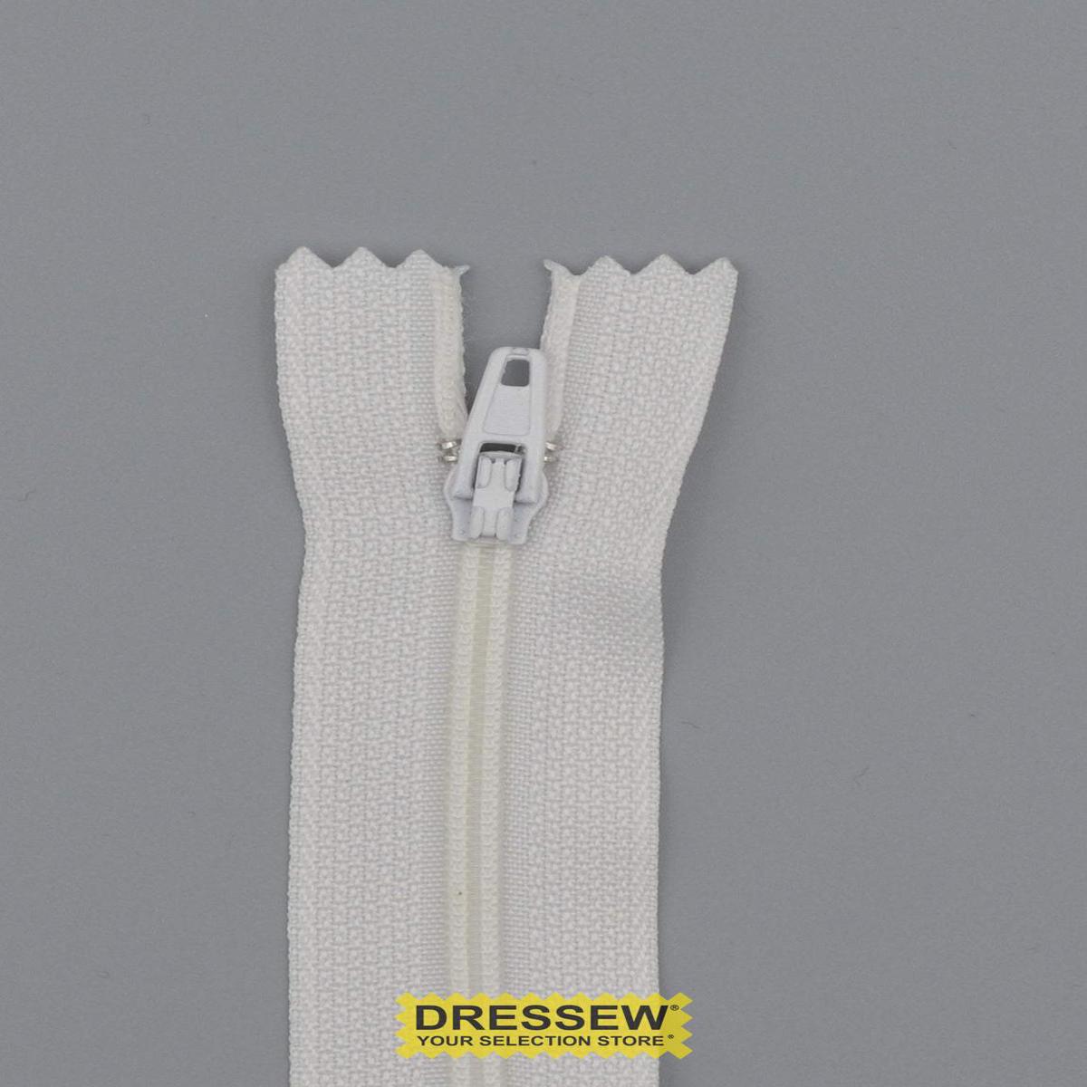 #3 Fine Coil Closed End Zipper 23cm Snow White