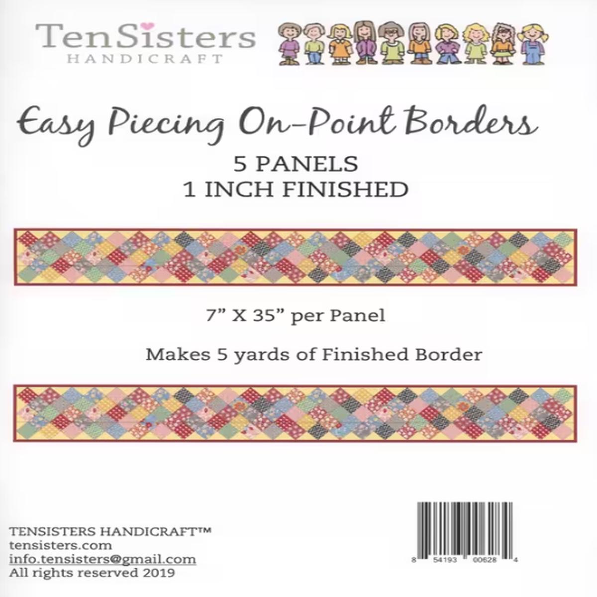 Ten Sisters - EasyPiecing Grid On-Point Border Panels - 5 panels - 1in Finished