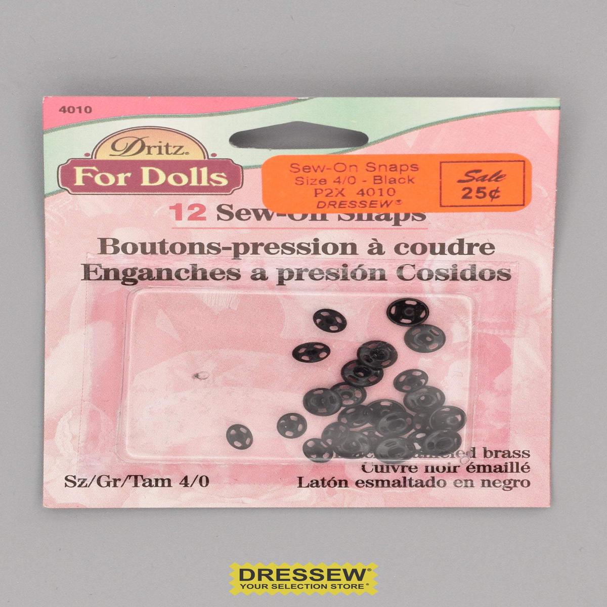 Sew-On Snaps Size 4/0 Black