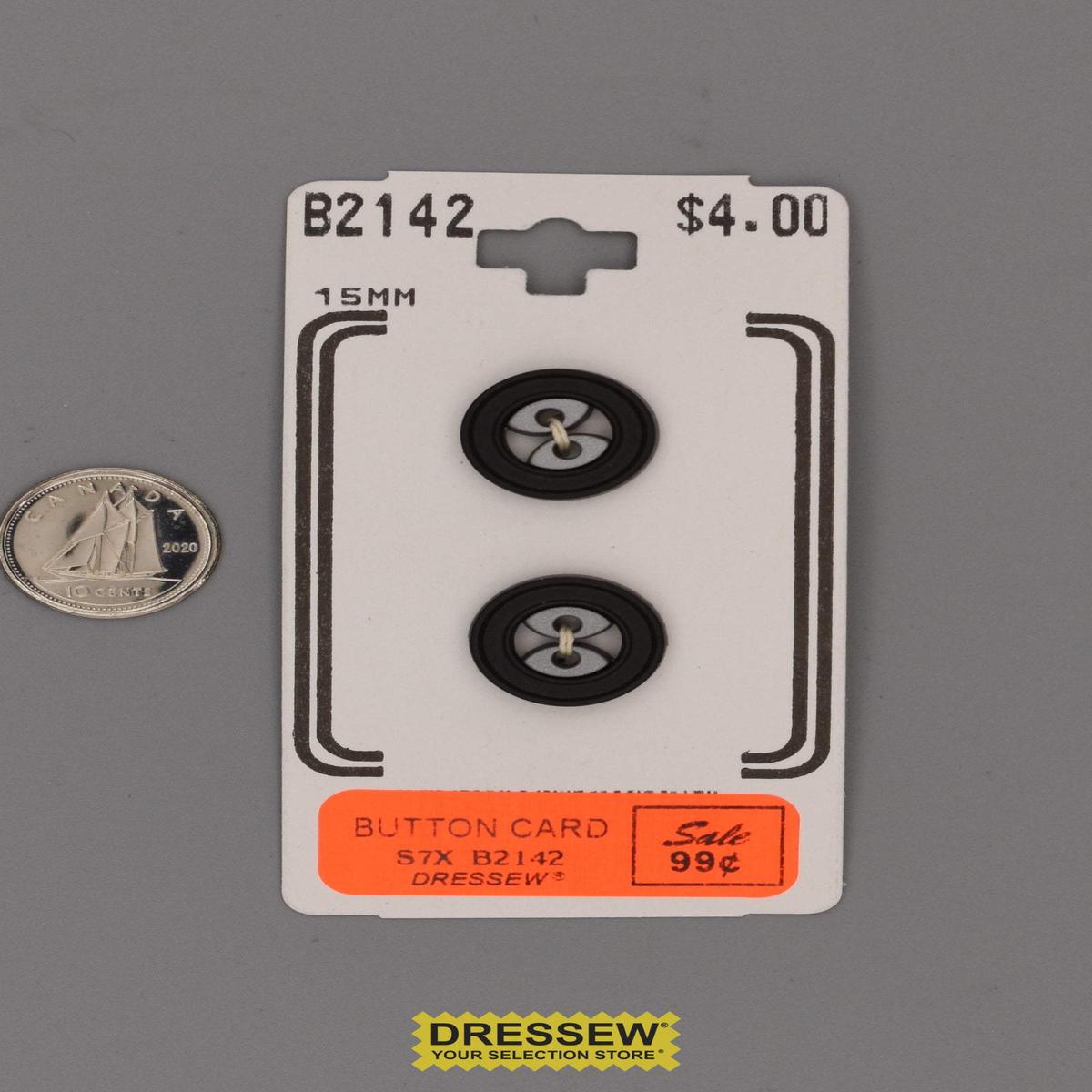 Button Card 15mm Black / Grey