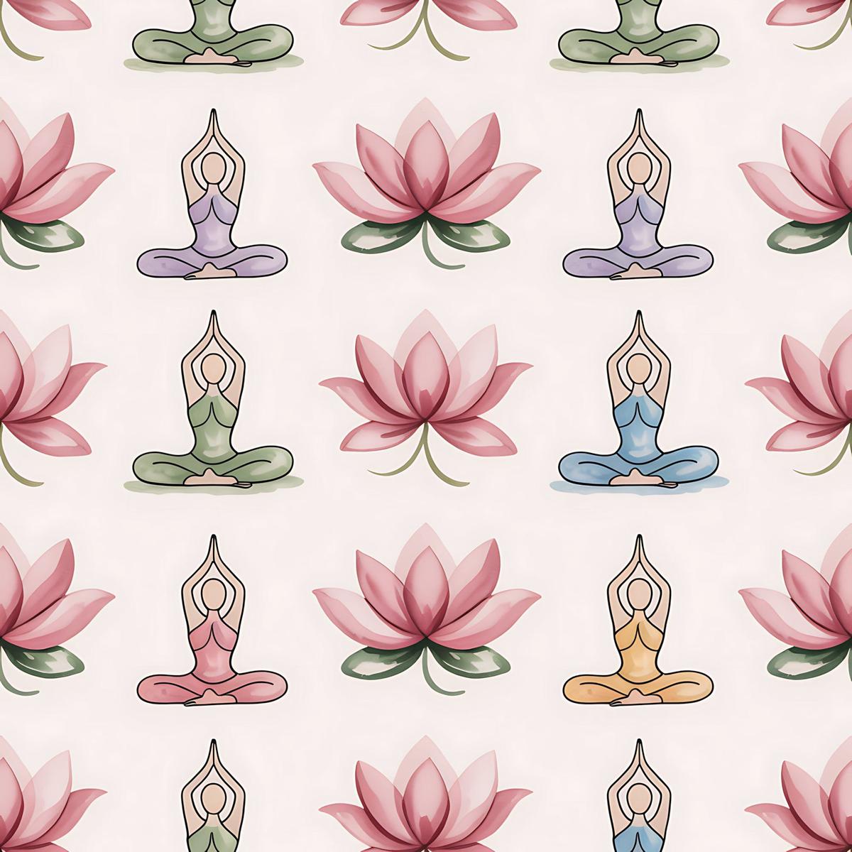 Yoga Poses Pattern 13 Quilting Cotton Fabric