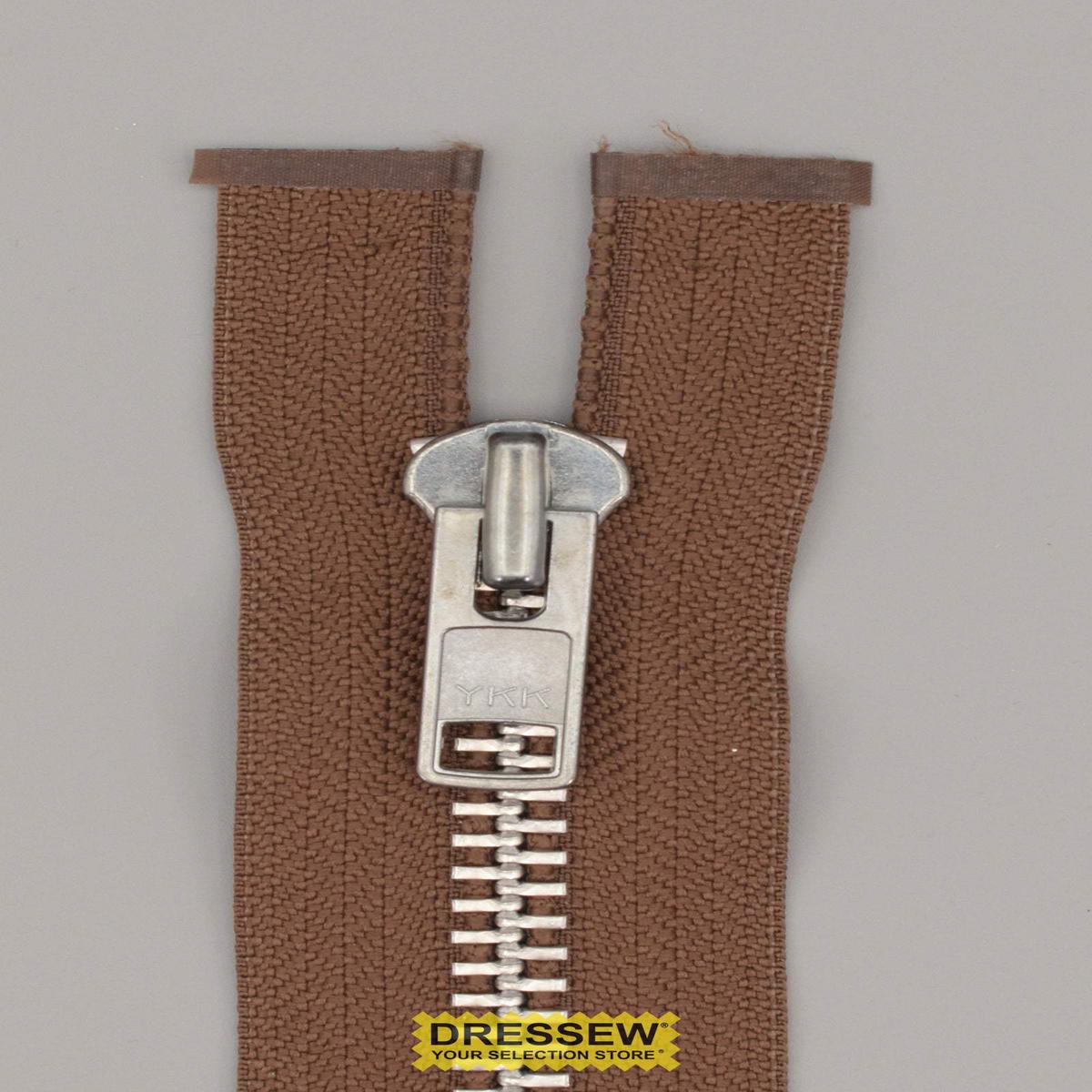 #10 Metal Separating Zipper 30cm Seal Brown