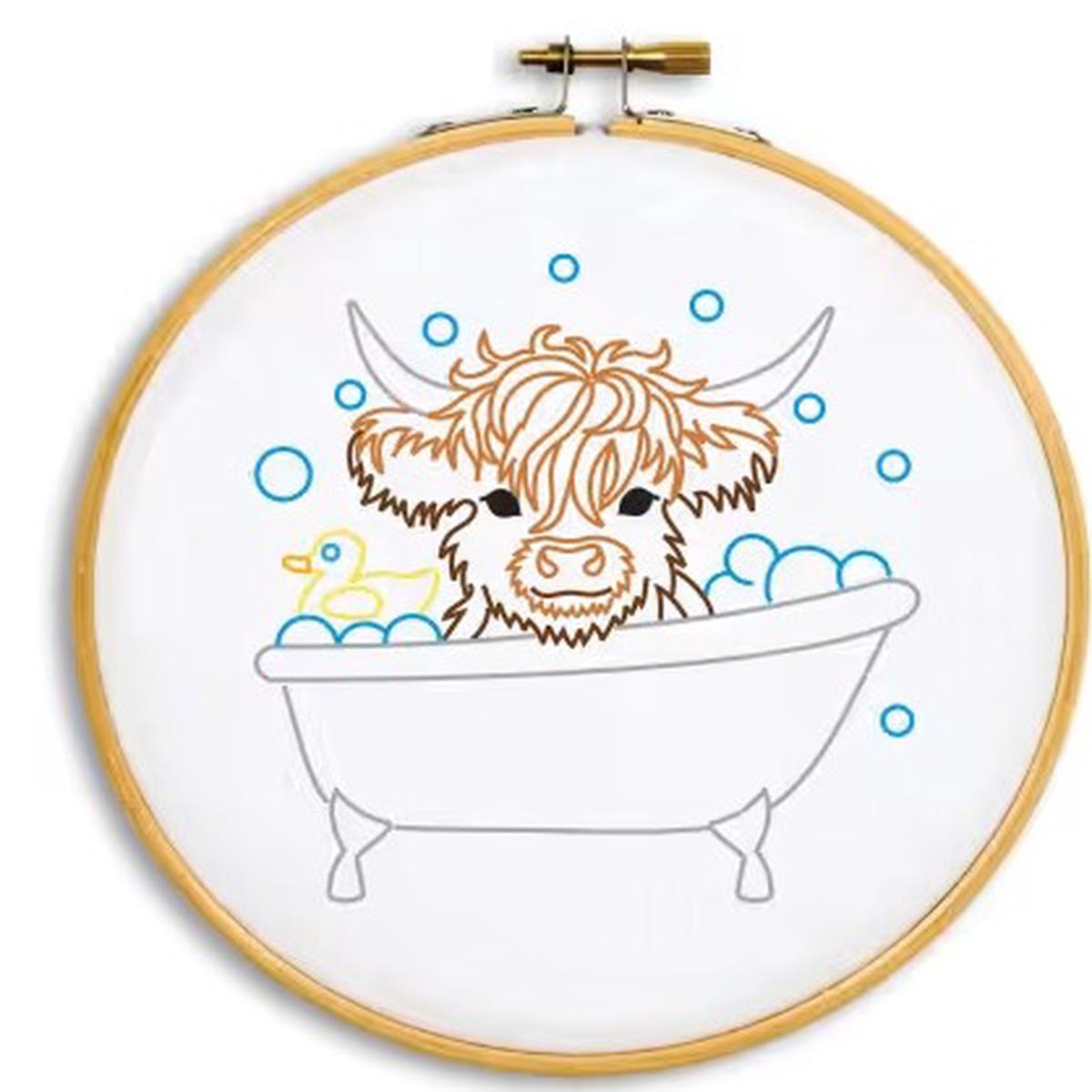 Baby Cow In Tub 6" Hoop Kit