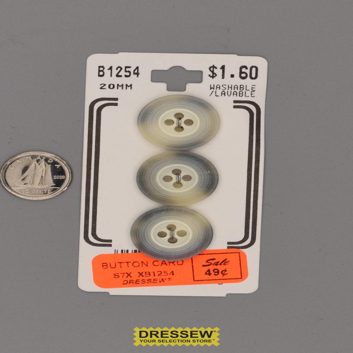 Button Card 20mm White / Grey
