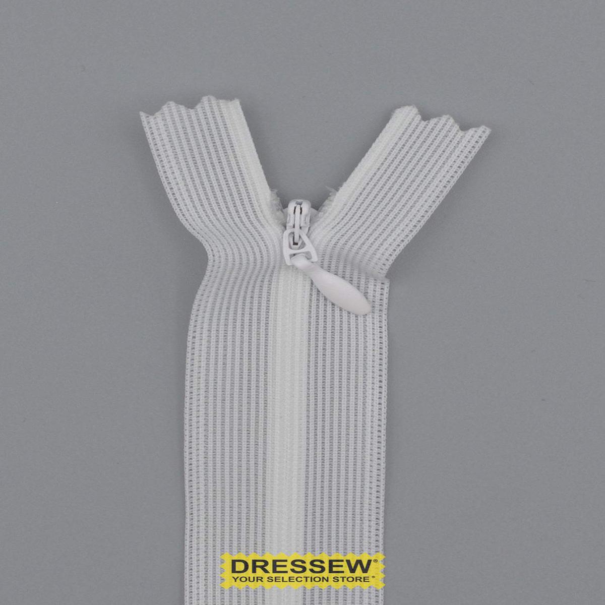 Invisible Closed End Zipper 25cm White