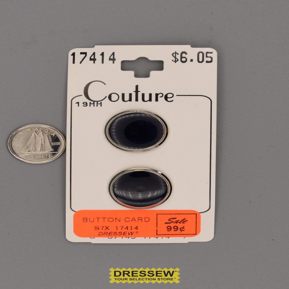 Button Card 19mm Navy / Silver