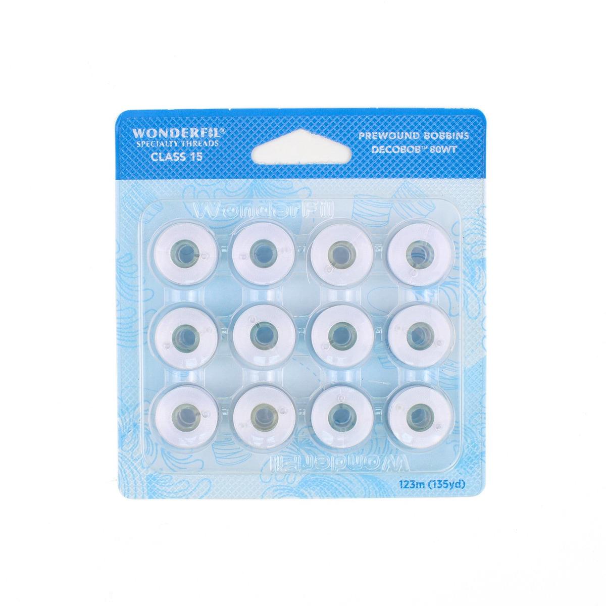 WonderFil - Decobob Prewound Bobbin - White DB104 - 80wt - Class 15