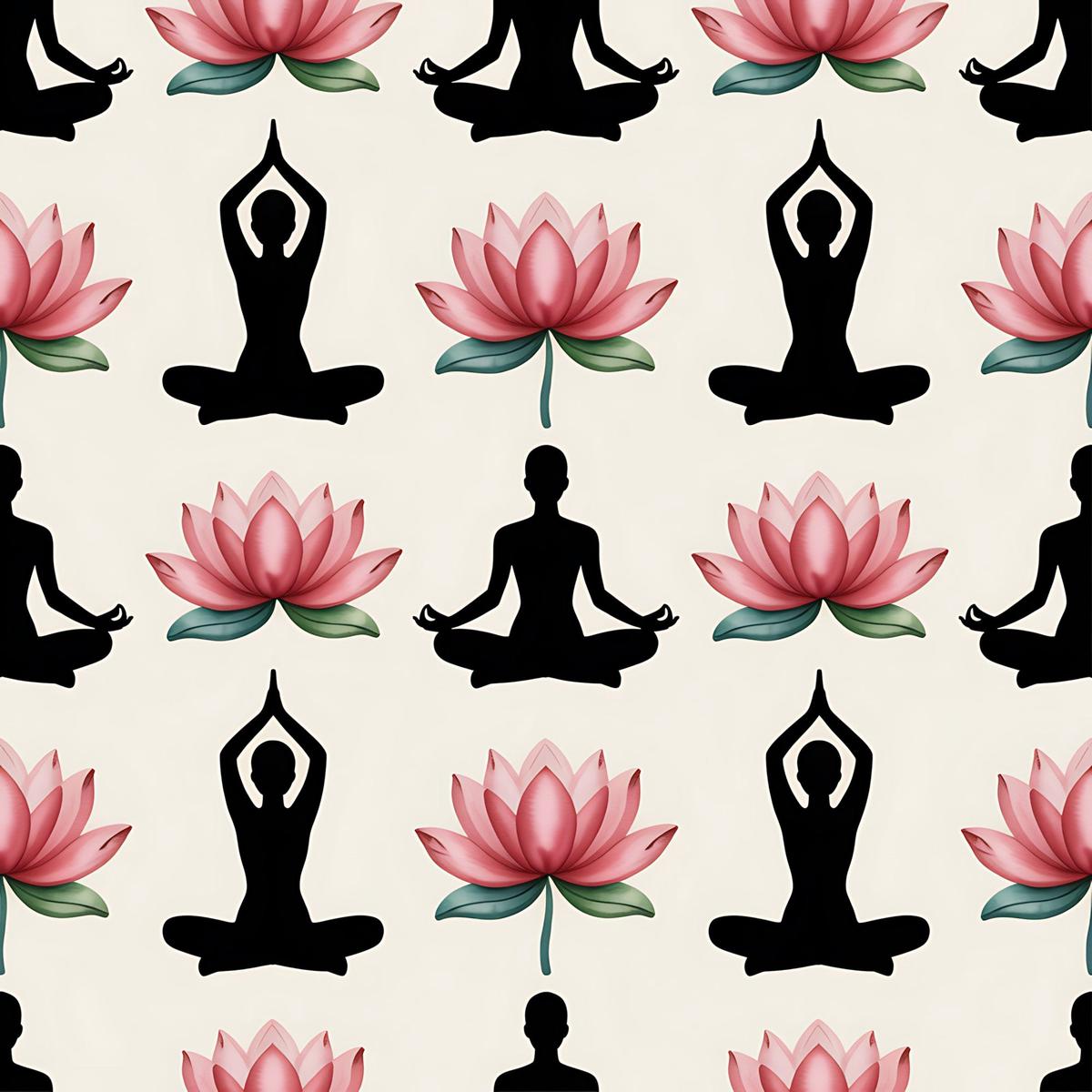 Yoga Poses Pattern 14 Quilting Cotton Fabric