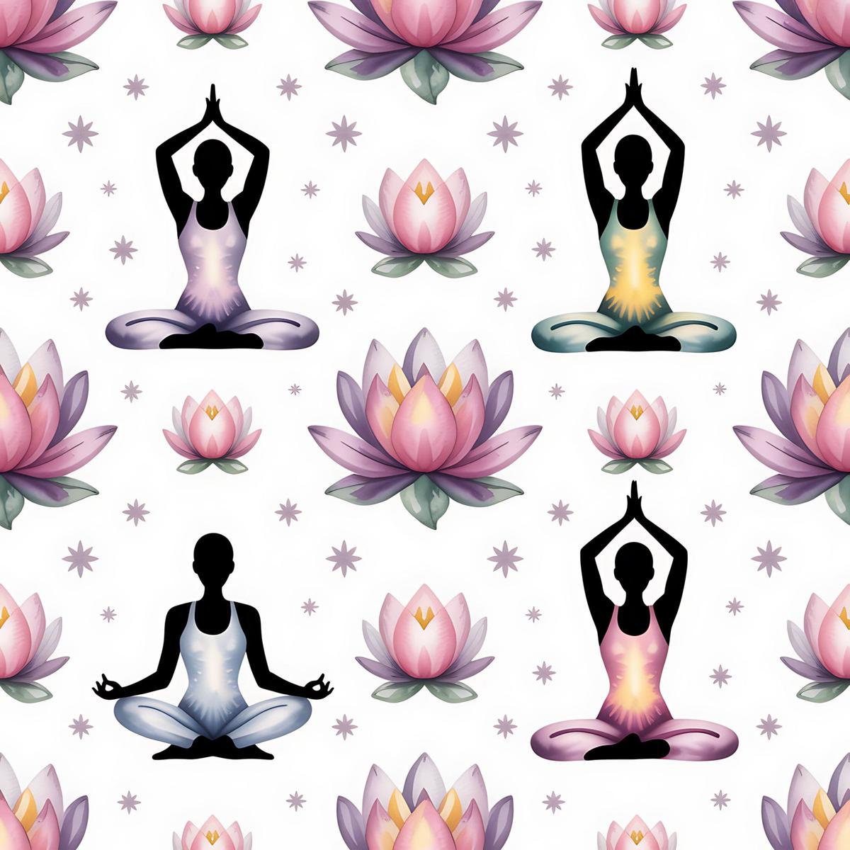 Yoga Poses Pattern 3 Quilting Cotton Fabric