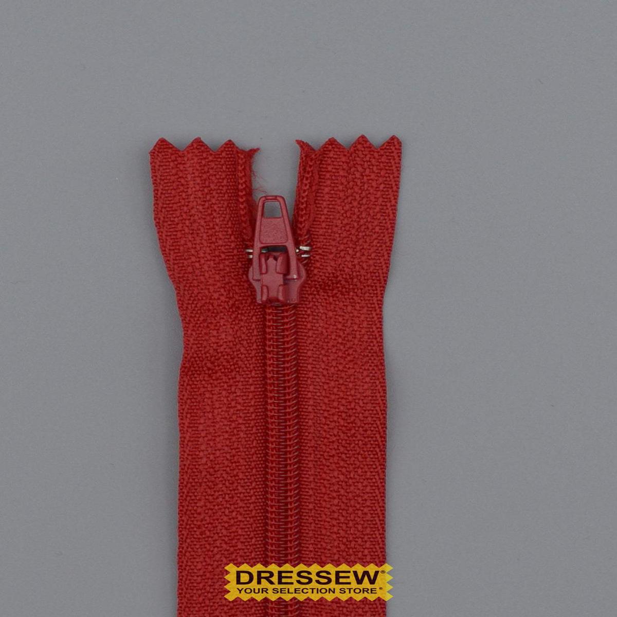 #3 Fine Coil Closed End Zipper 50cm Hot Red