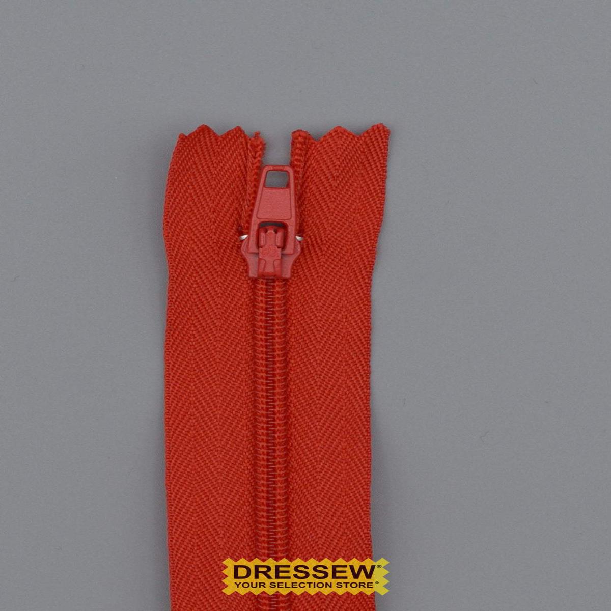 #3 Fine Coil Closed End Zipper 40cm Atom Red