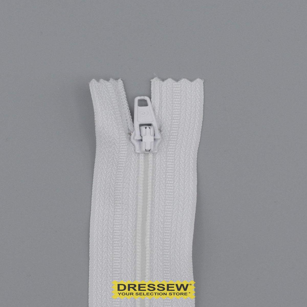 #3 Fine Coil Closed End Zipper 90cm White